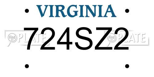 724SZ2 Virginia License Plate