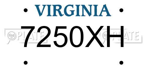 7250XH Virginia License Plate