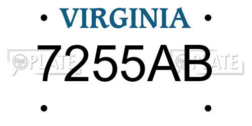 7255AB Virginia License Plate