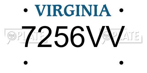 7256VV Virginia License Plate