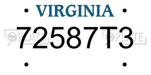 72587T3 Virginia License Plate