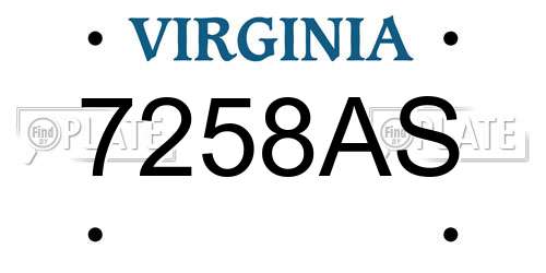 7258AS Virginia License Plate