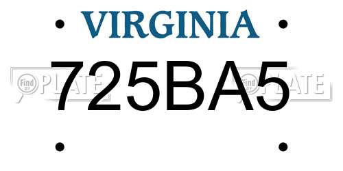 725BA5 Virginia License Plate