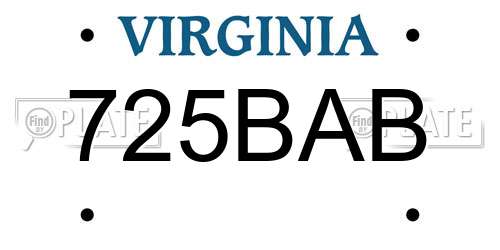 725BAB Virginia License Plate