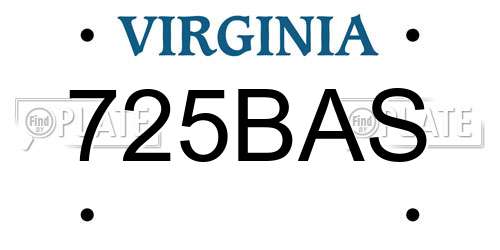 725BAS Virginia License Plate