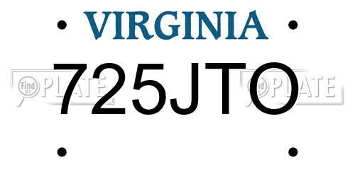 725JTO Virginia License Plate