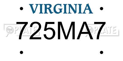 725MA7 Virginia License Plate