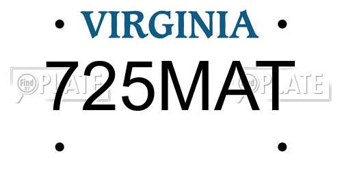 725MAT Virginia License Plate