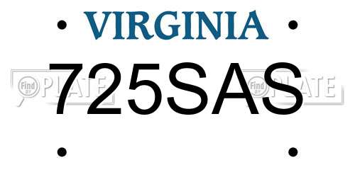 725SAS Virginia License Plate