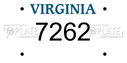 7262 Virginia License Plate