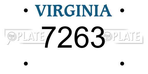 7263 Virginia License Plate