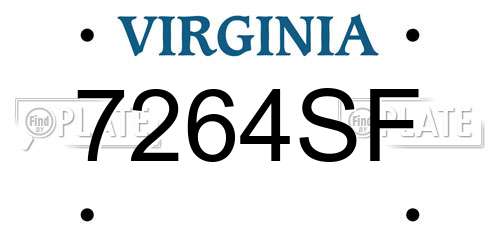 7264SF Virginia License Plate
