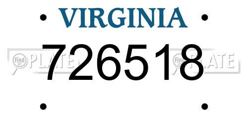 726518 Virginia License Plate