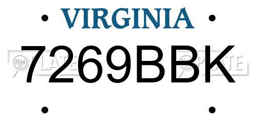 7269BBK Virginia License Plate