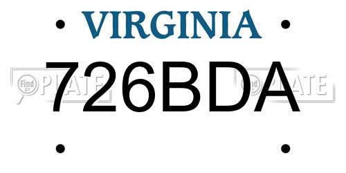 726BDA Virginia License Plate