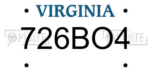 726BO4 Virginia License Plate
