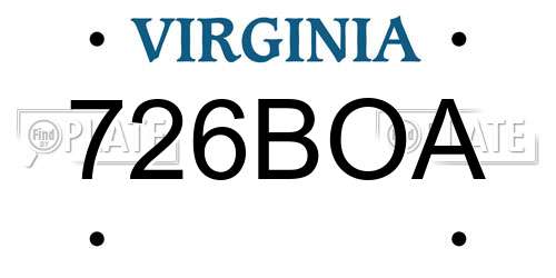 726BOA Virginia License Plate