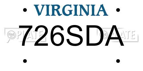 726SDA Virginia License Plate