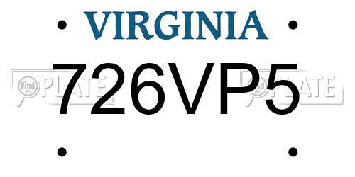 726VP5 Virginia License Plate