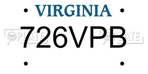 726VPB Virginia License Plate