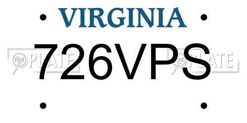 726VPS Virginia License Plate