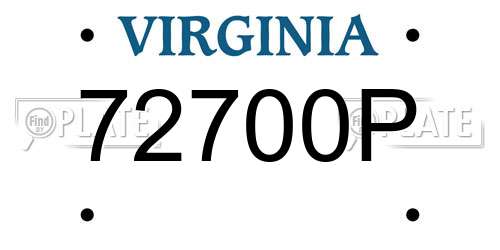 72700P Virginia License Plate