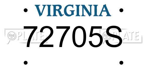 72705S Virginia License Plate
