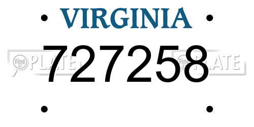 727258 Virginia License Plate