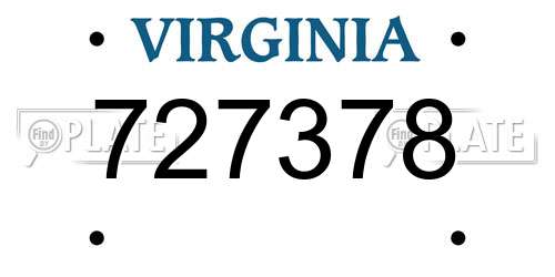 727378 Virginia License Plate