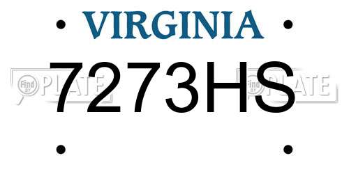 7273HS Virginia License Plate