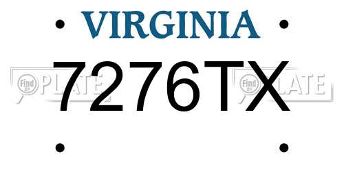7276TX Virginia License Plate
