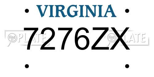 7276ZX Virginia License Plate