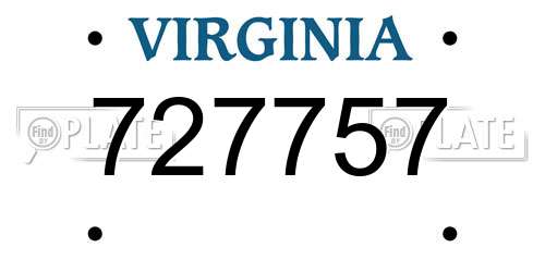 727757 Virginia License Plate