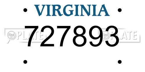 727893 Virginia License Plate