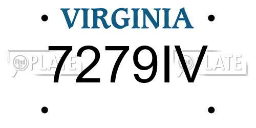 7279IV Virginia License Plate