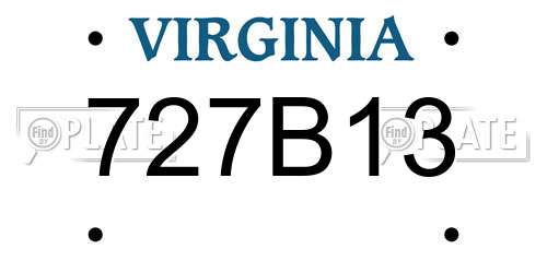 727B13 Virginia License Plate