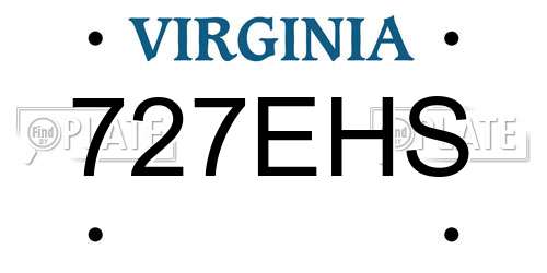 727EHS Virginia License Plate
