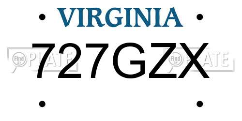 727GZX Virginia License Plate