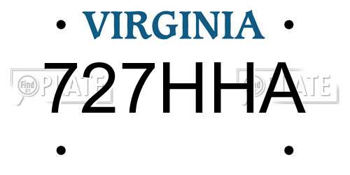 727HHA Virginia License Plate