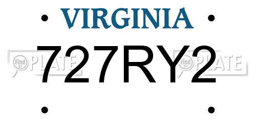 727RY2 Virginia License Plate