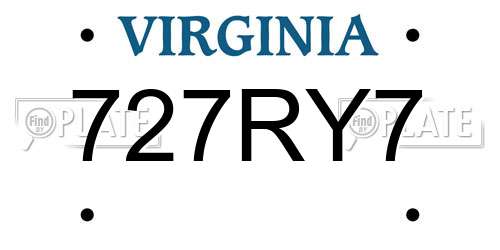 727RY7 Virginia License Plate