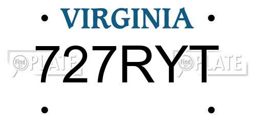 727RYT Virginia License Plate