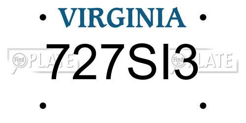 727SI3 Virginia License Plate