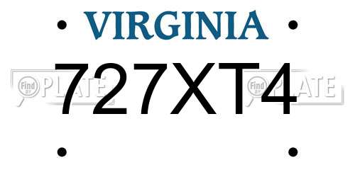 727XT4 Virginia License Plate