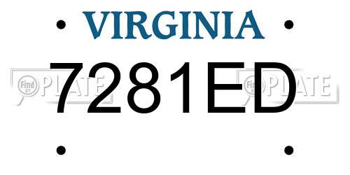 7281ED Virginia License Plate