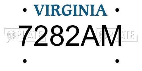 7282AM Virginia License Plate