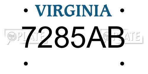 7285AB Virginia License Plate