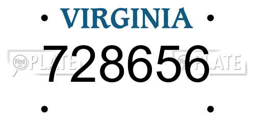 728656 Virginia License Plate