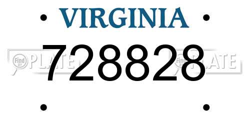 728828 Virginia License Plate