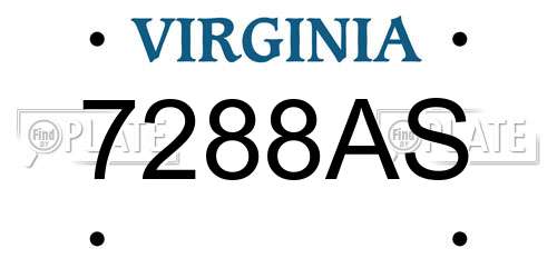 7288AS Virginia License Plate